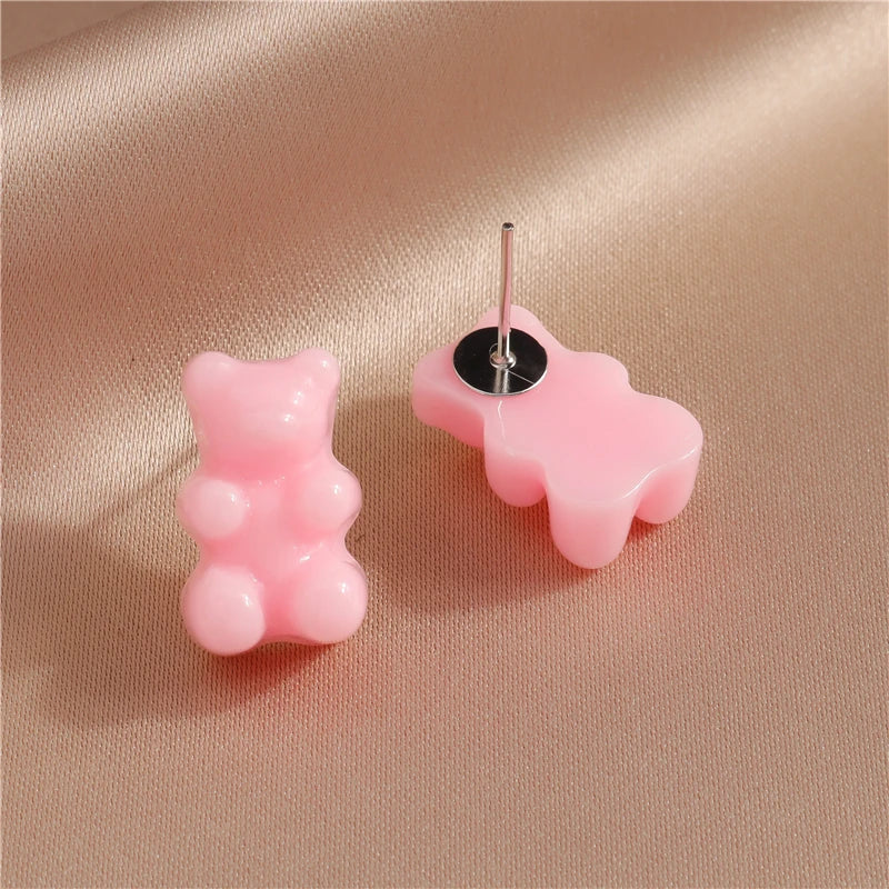 Cute Gummy Bear Stud Earrings for Women Candy Colors Animal Dangle Earrings Brincos Femme Girls Party Holiday Jewelry Gifts