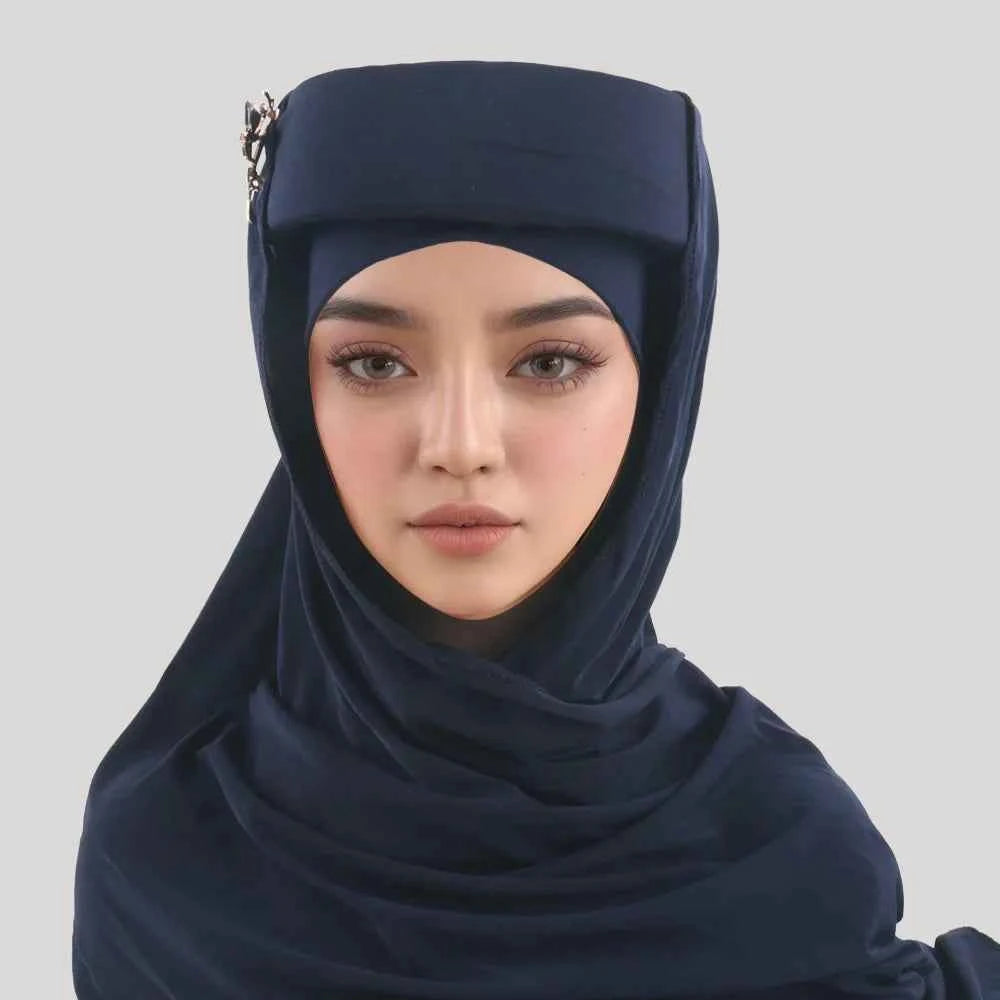 Sponge Turban Cap With Brooch Scarf Women Muslim Hijab Hat African Auto Gele Headtie Nigeria Wedding Party Headwear Headscarf