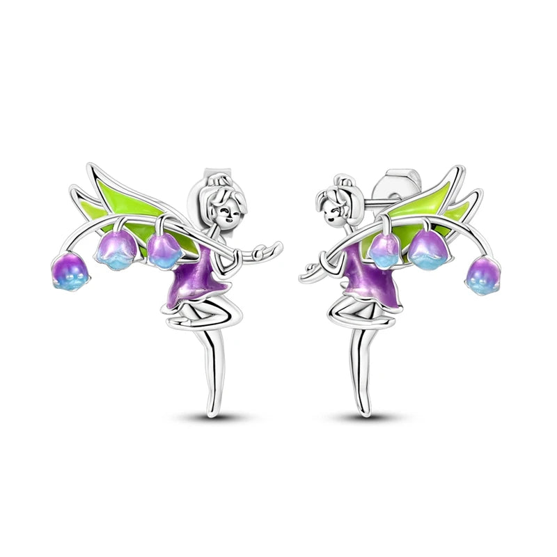 Pink Series 925 Sterling Silver Romantic Flower Butterfly Unicorn Tulip Geometry Earrings Boutique Fine Jewelry Gifts for Women