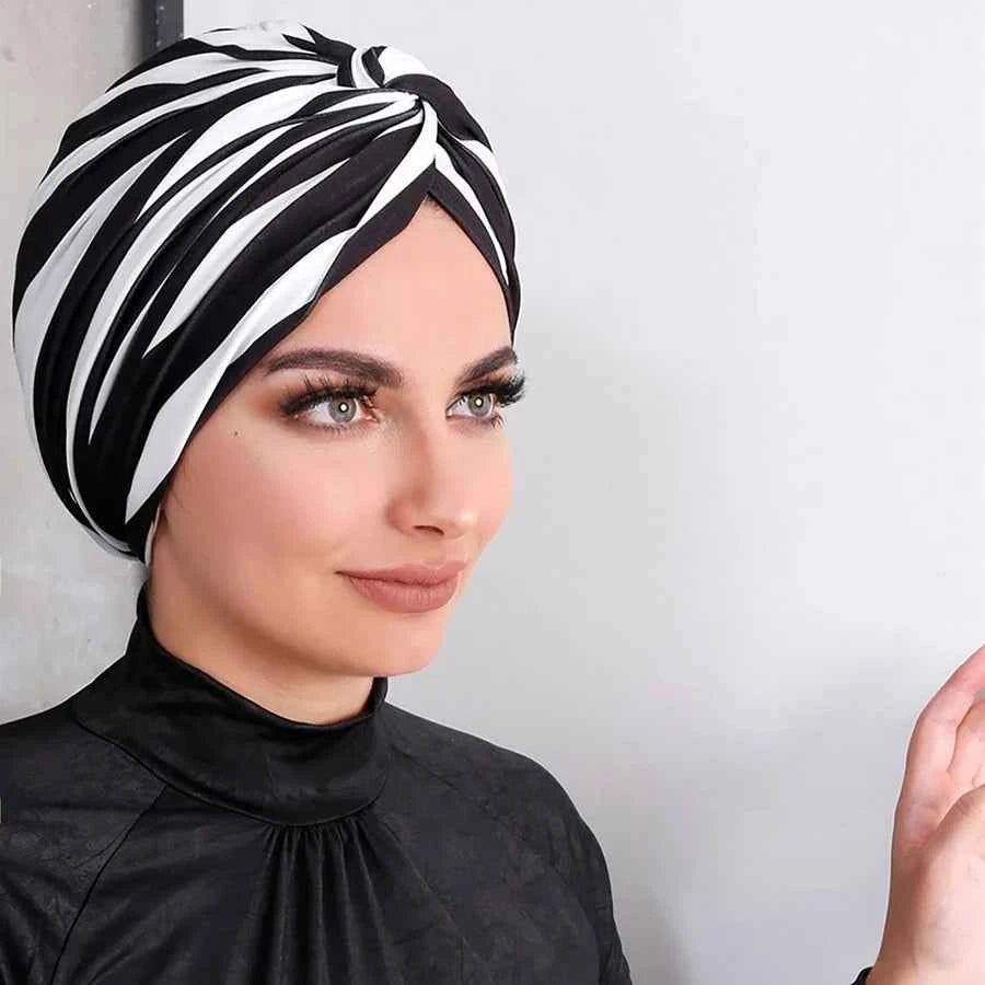 Colorful Muslim Inner Hijabs Women Islamic Muslim Hijab Instant Turban Cap For Ladies Stripe Leopard Print