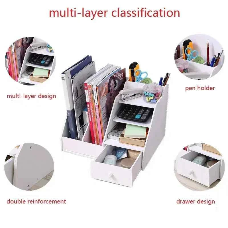 Magazine Holder Newspaper Rack Stationery Storage Box Desk Organizer for Document Letter File Tray Home Office School Supplies
