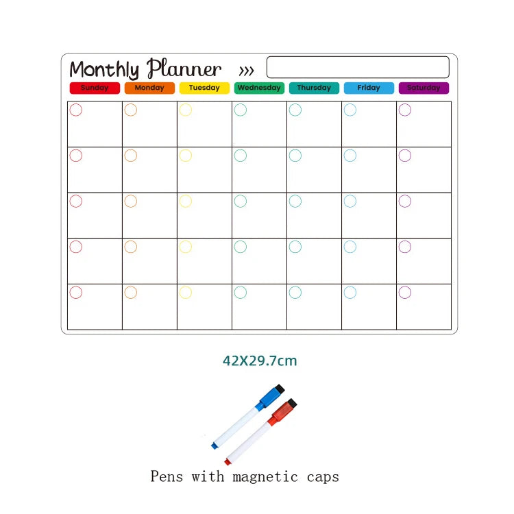 Magnetic Fridge Calendar – Monthly & Weekly Dry Erase Planner Whiteboard