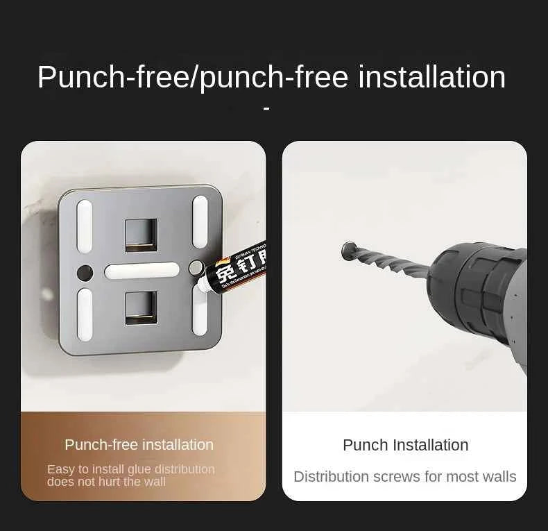 Wall-mounted knife rack for kitchen, multifunctional, no drilling required, knife and utensil holder, chopstick tube, integrated