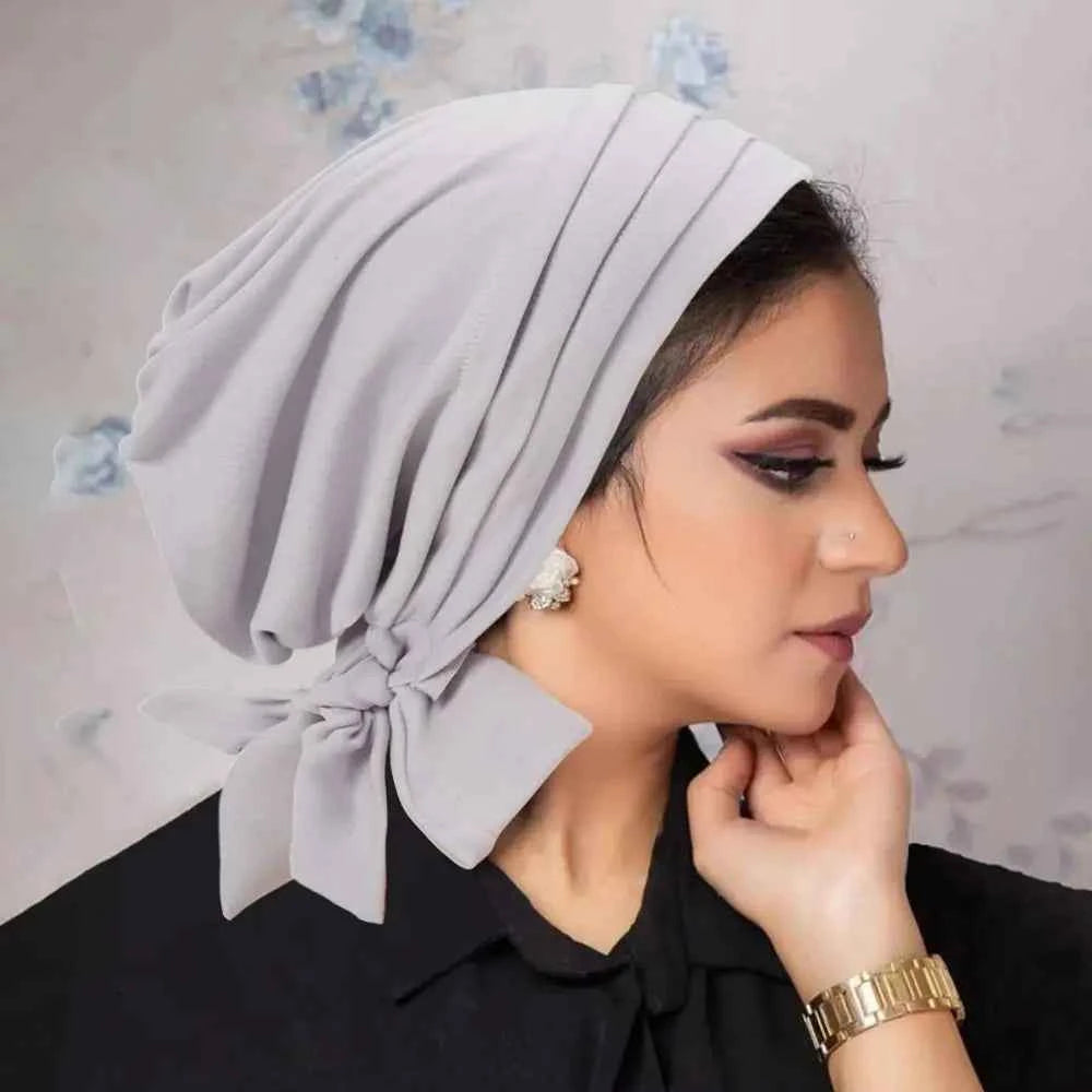 Pre-Tied Muslim Women Hijab Bonnet Pleated Ruffle Turban Chemo Cap Underscarf Hair Loss Hat Islamic Cancer Headwear Scarf Mujer