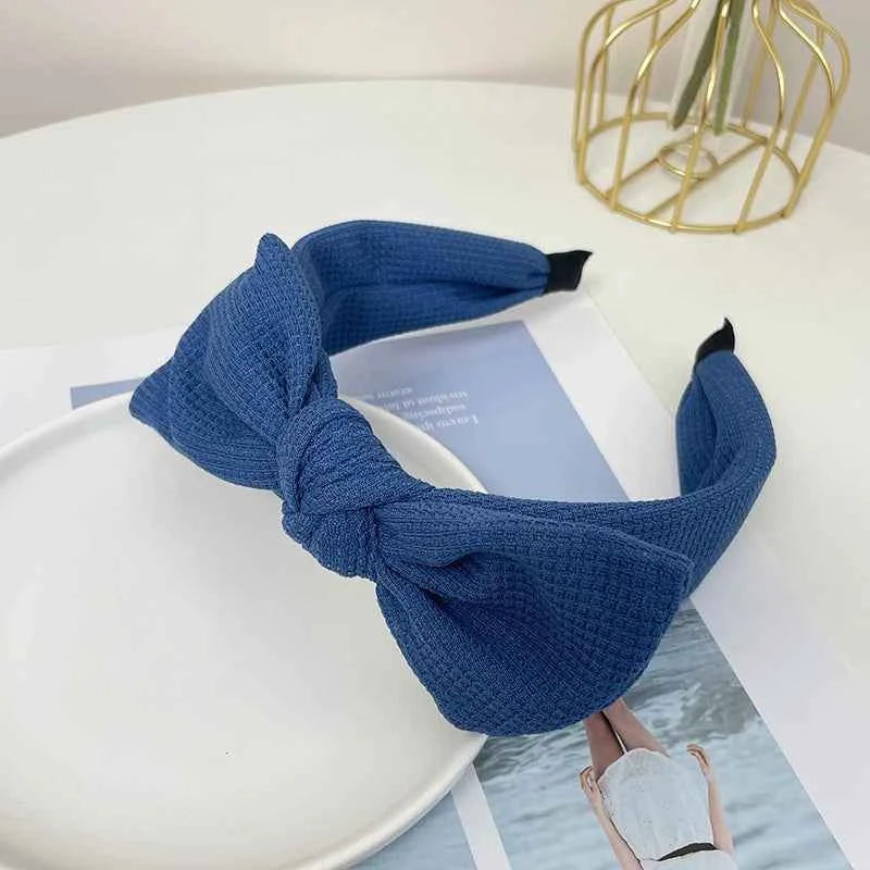 New Fashion Women Hairband Knitted Turban Big Bow knot Headwear Solid Color Headband Spring Hair Accessories