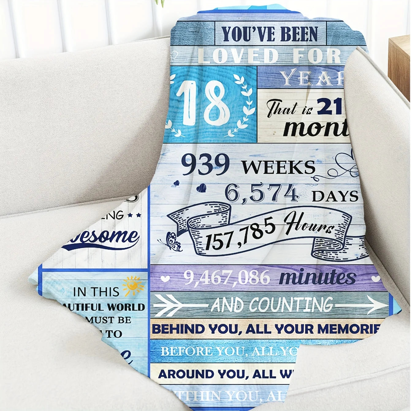 18th Birthday Blue Flannel Blanket – Cozy Throw Gift for Girls