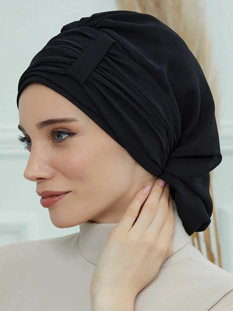 Muslim Solid Instant Turban Hat Hijab Women Caps Islamic Bandana Bonnet Fashion - NamafadStore