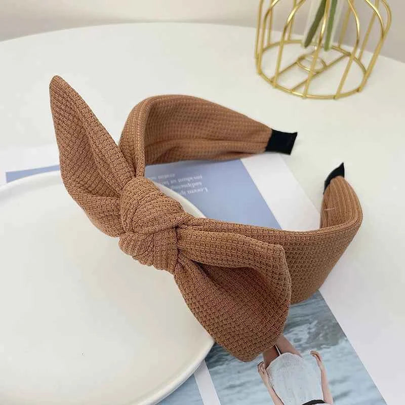 New Fashion Women Hairband Knitted Turban Big Bow knot Headwear Solid Color Headband Spring Hair Accessories