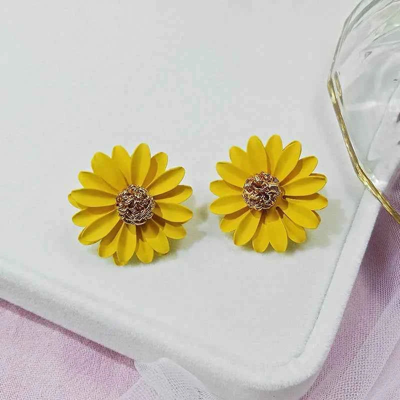 Korean New Double-layers Flower Drop Earrings for Ladies Exaggerated Women Floral Earrings Fashion Jewelry aretes de mujer