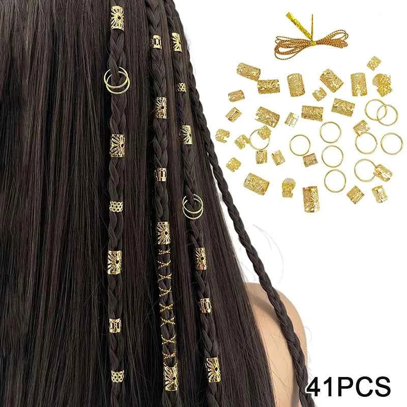 Dreadlock Hair Rings Adjustable Cuffs Clip Hair Braids Dirty Braids Bead Hairpin Hair Accessories Headwear For Women Girls