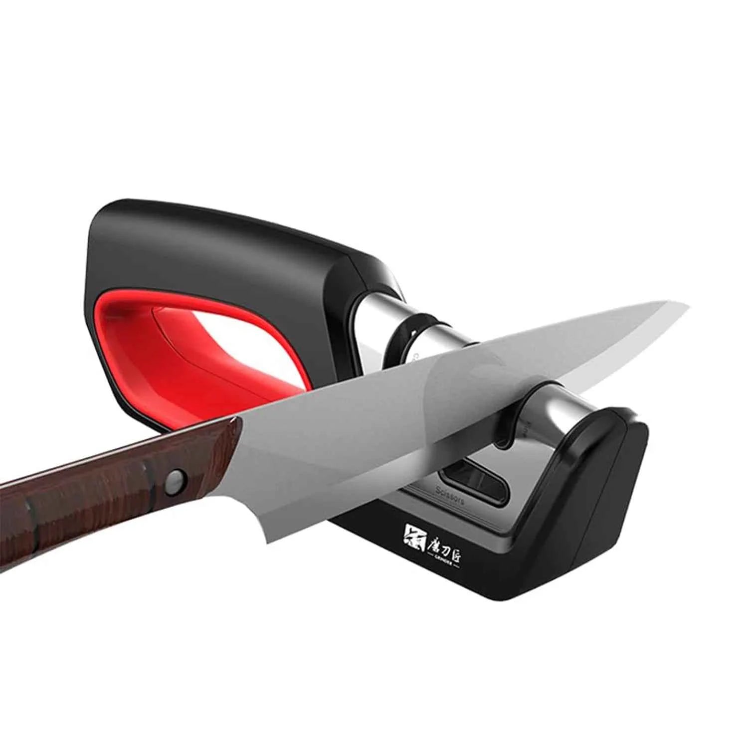 Four in one kitchen sharpener restores serrated blade knives and scissors, diamond tungsten steel ceramics