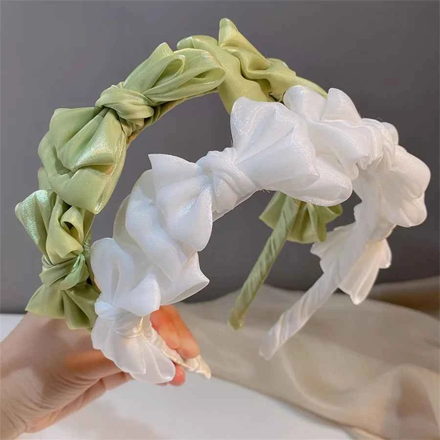 New Temperamen Headwear Hair Accessories Spring Summer Mesh Silk Hairband Korean Style Hairband Women Headband Bow Hair Hoop