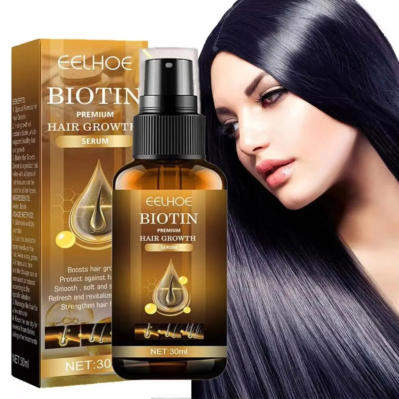Biotin Fast Hair Growth Products Anti Hair Loss Serum Spray Prevent Baldness Treatment Scalp Beard Beauty Hair Care Product - NamafadStore
