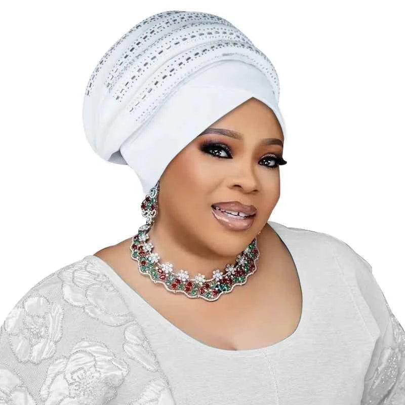 Diamonds Turban Cap – African Women’s Headwrap & Autogele Bonnet for Muslim Ladies
