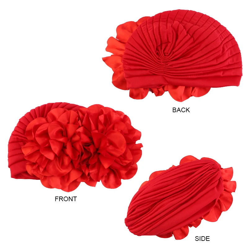 New Woman Muslim Hijab Caps With Big Flower Turban Bonnet Islamic Wrap Head Inner Cap for Hijabs Trendy Headdress - NamafadStore