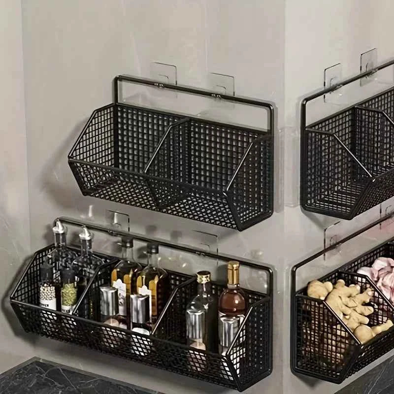 Wall Mounted Kitchen Storage Basket Durable Wire Storage Rack for Vegetables and Fruits Suitable for Home Organization