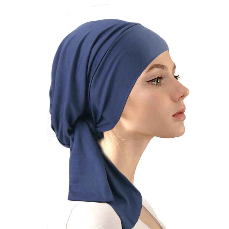 Women Muslim Turban Cap Soft Stretch Pre-Tied Hat Islamic Headscarf Turban Hat Bonnet Turbante Mujer Chemo Cap Headwear