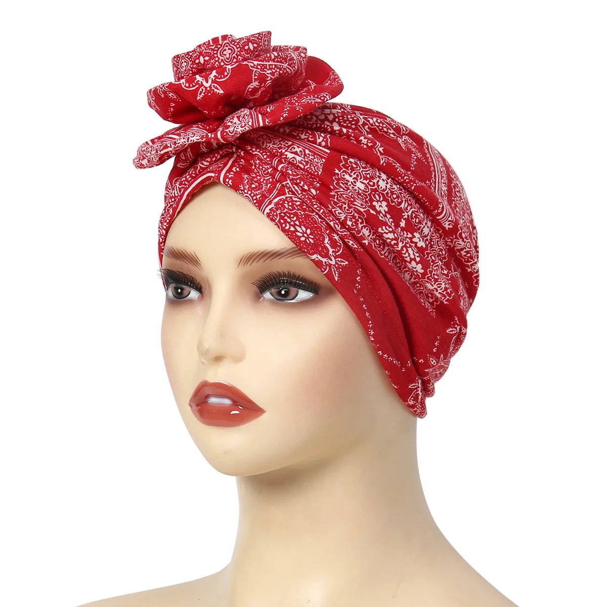 New African Women Print Turban Flower Beanies Bonnet Muslim Hijab Headscarf Hair Loss Head Wrap Bandanas Headband Turbante Mujer - NamafadStore
