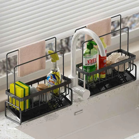 1-2 PCS Cloth Sponge Drain Rack Kitchen Dishwasher Countertop Multi-functional Sink Storage Rack Sink Ironwork Storage