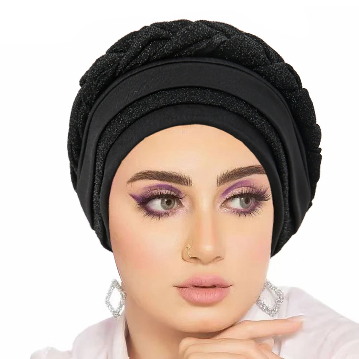 New Women Hair Loss Muslim Braid Head Turban Wrap Cover Cancer Chemo Cap Hat India Glitter Bonnet Beanies Skullies Fashion - NamafadStore