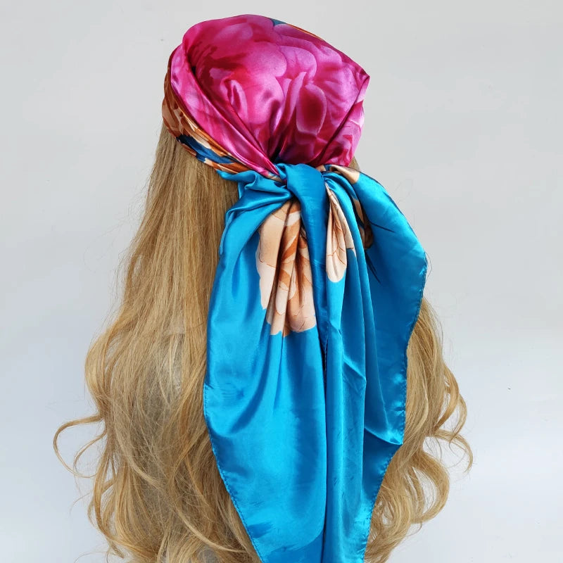 Luxury Brand Silk Scarf Fashion Foulard Satin Shawl Leopard 90*90cm Square Head Scarves Women Bandanna Pareo Headscarf - NamafadStore