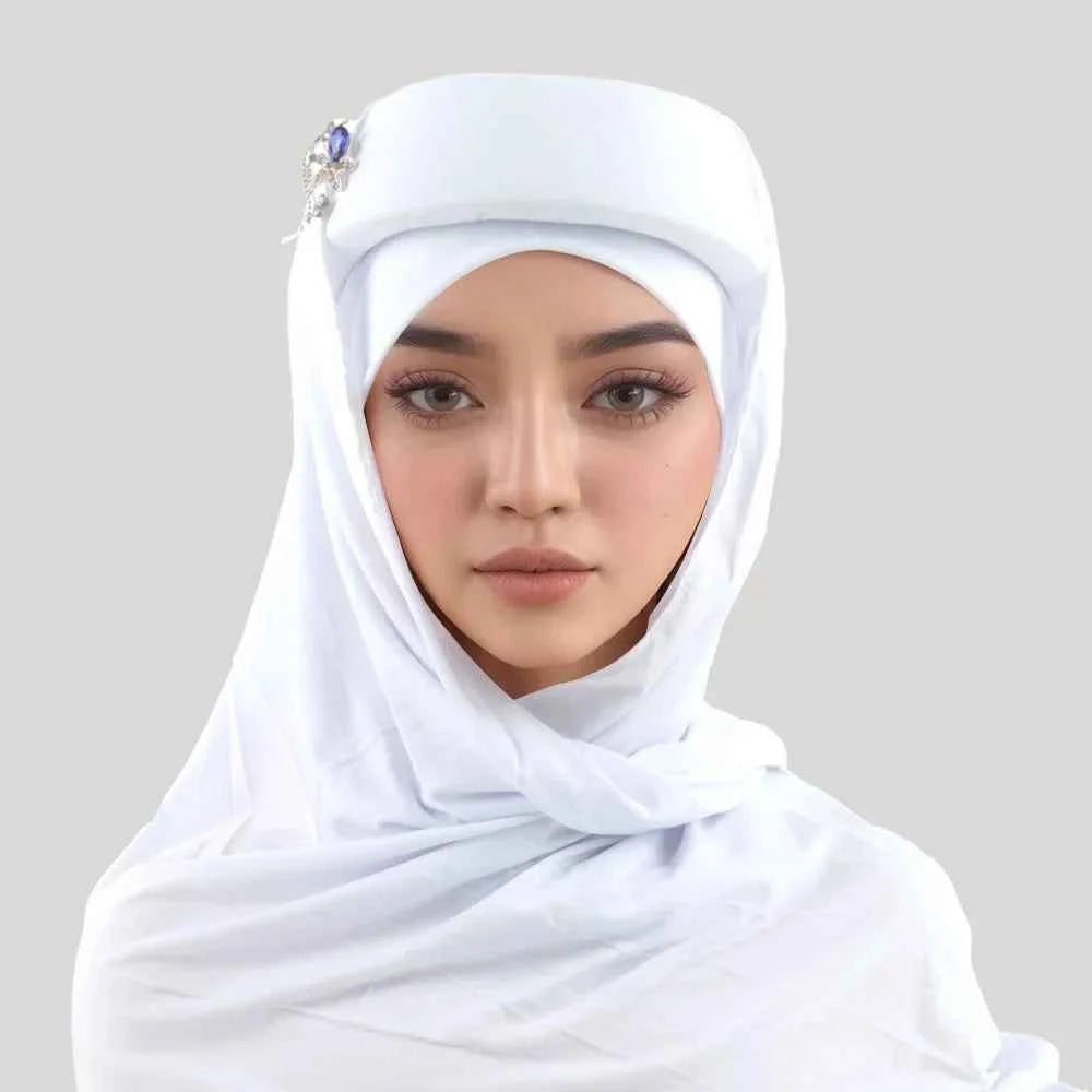 Sponge Turban Cap With Brooch Scarf Women Muslim Hijab Hat African Auto Gele Headtie Nigeria Wedding Party Headwear Headscarf