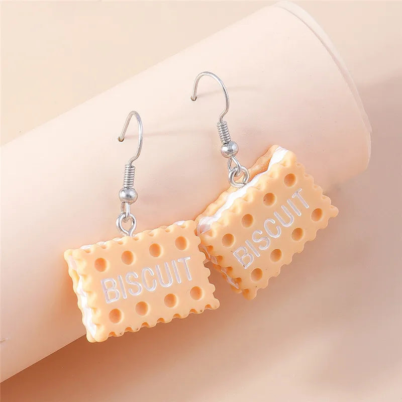Aihua New In Women Earring Resin Funny Food Earrings French Fries Cookies Ice Cream Bread Hot Dog Pizza Chocolate Girl Kids Gift