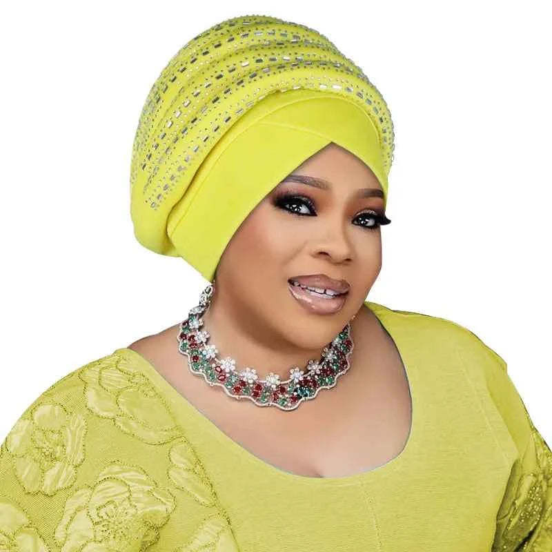 Diamonds Turban Cap – African Women’s Headwrap & Autogele Bonnet for Muslim Ladies
