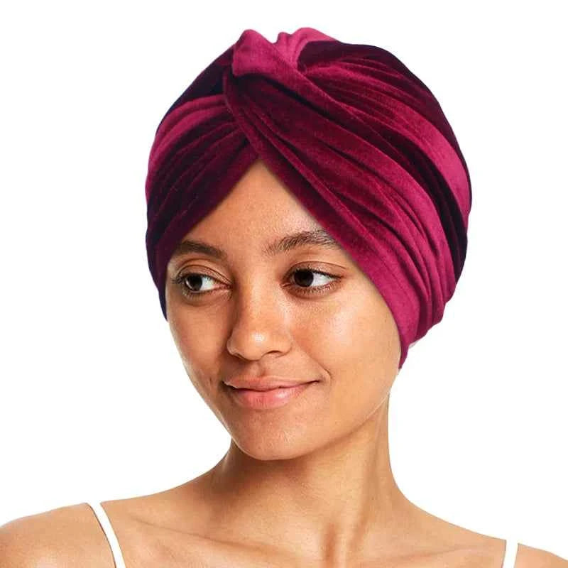 New Muslim Women Velvet Turban Hat Soft Stretch Cross Twist Cap Bandana Headband Chemo Beanie Cap Scarf Islamic Head Wrap