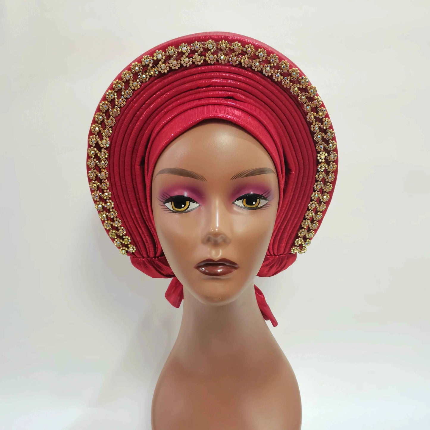 Nice African Turban Cap Plain Colors On Top Ready to Wear Nigeria Head Wrap Women Cap Nigerian Auto Hat Already Made 1 Pcs/pack