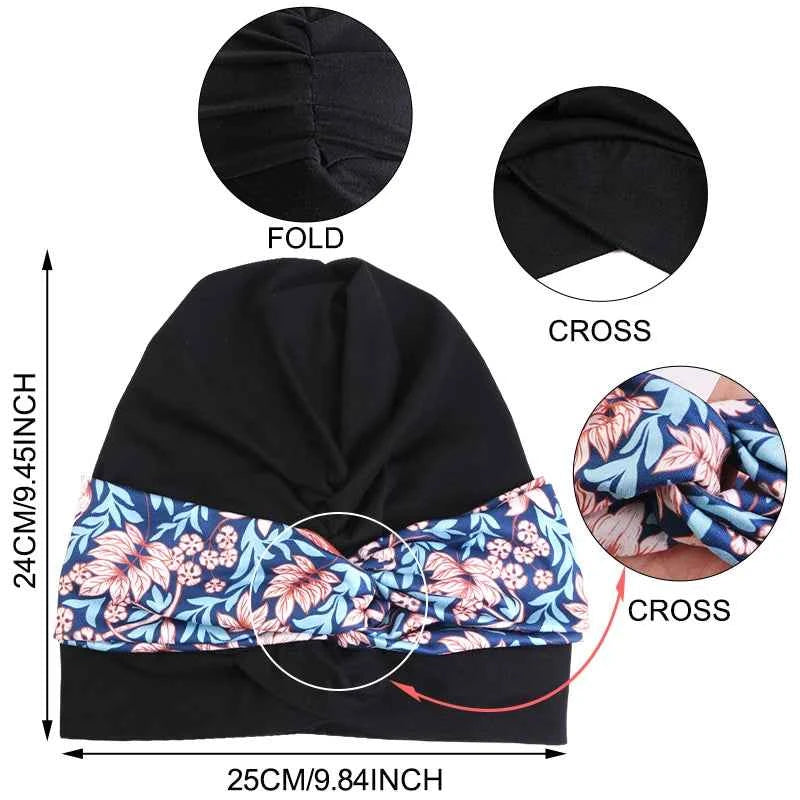 Print Cross Muslim Turban Scarf and Indian hat Ethnic headscarf Women Islamic Inner Hijab  Headwear Arab Wrap Head Scarf
