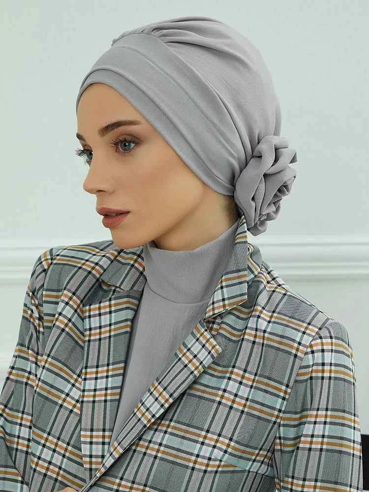 Plain Muslim Instant Turban Hat Inner Hijabs Caps Women Islamic Bandana Bonnet India Hats Female Headwrap Turbante Mujer Flower