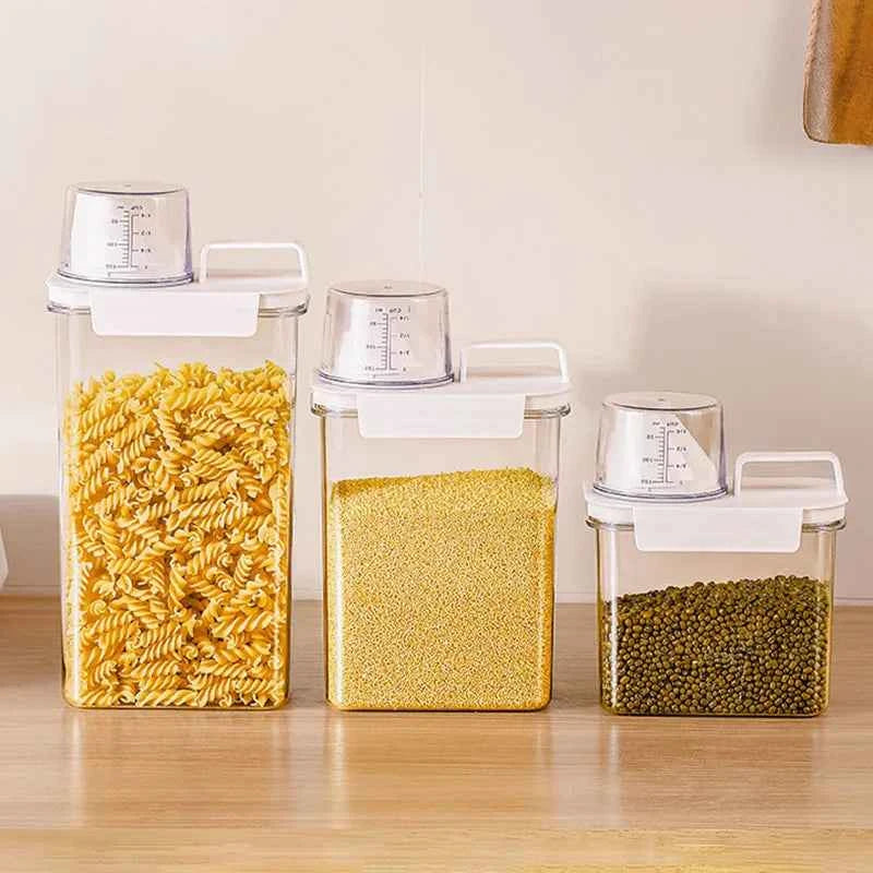 Airtight Food Storage Containers - Premium PP Plastic Canisters for Dry Goods, Grains Kitchen Pantry Organization Sealed Jars