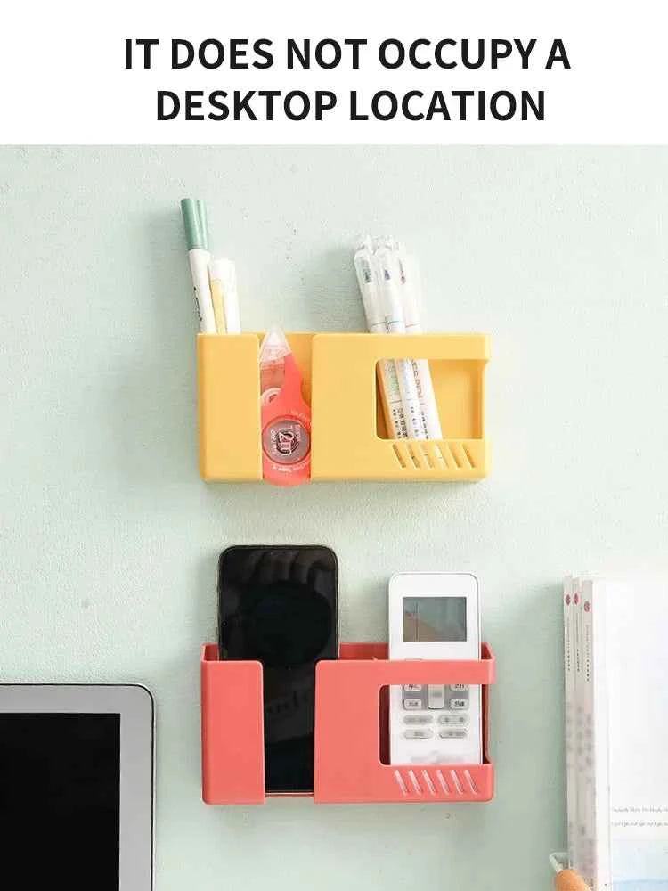 1PC Wall-Mounted Non-Punching Remote Control Storage Box Rack TV Air Conditioning Mobile Phone Charging Rac