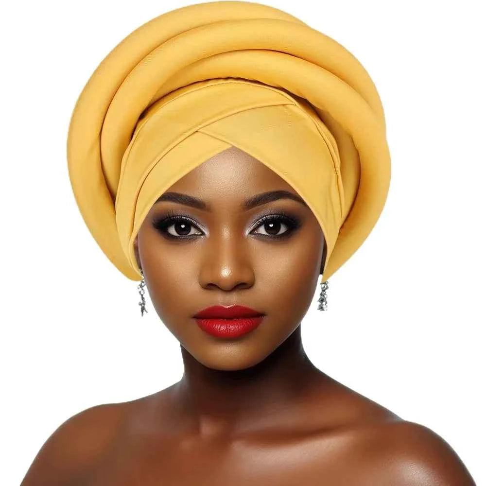 Fashion Raw Silk African Women Turban Wrap Twisted Braid Headwear Turban Cap Elastic Breathable Head Wraps African Lady