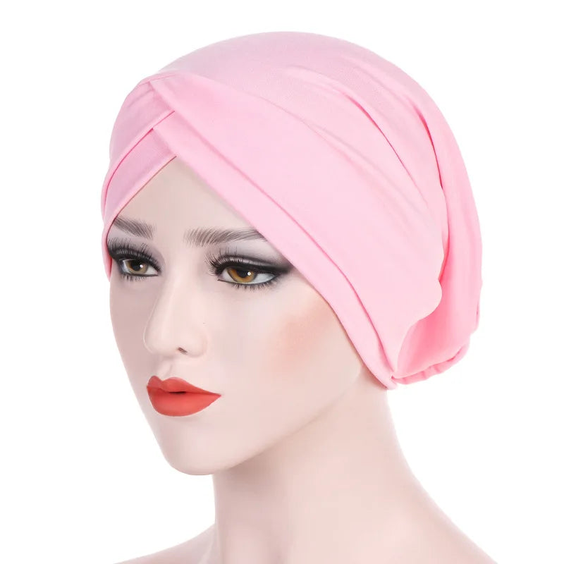 1PC New Women Elastic Turban Hat Muslim Hijab Islamic Beads Cancer Chemo Cap Ladies Hijab Stretch Head Wrap Head Scarf Hair Loss - NamafadStore