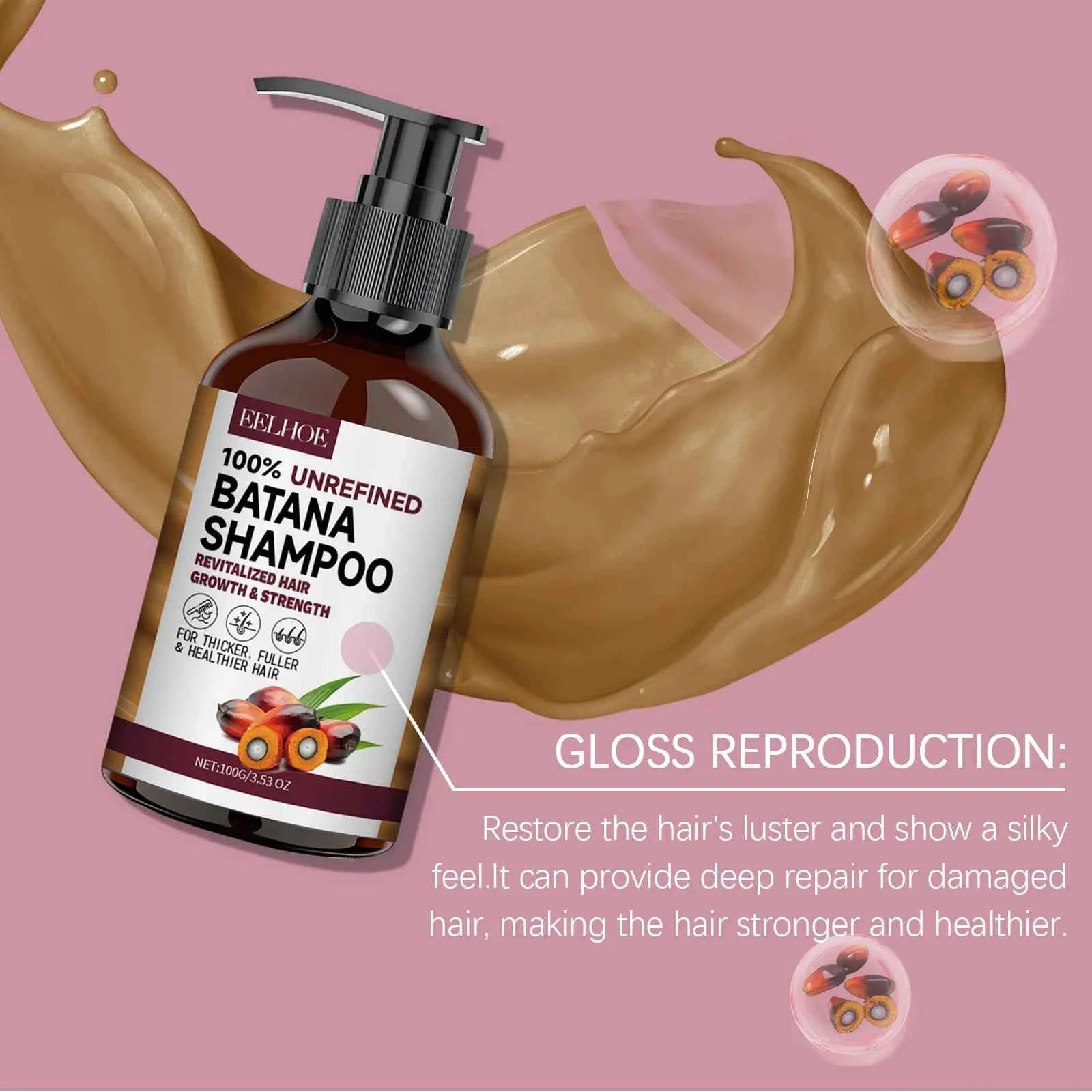 Organic Batana Oils Shampoo Treatment Damaged Split Hair Reduce Hair Loss Deep Cleansing Nourish Hair Care Growth Shampoo 100g