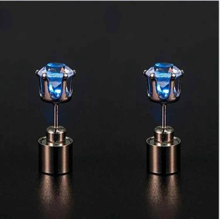 Unique Boys Girls LED Light Bling Studs Earrings Christmas Gift Halloween Party Night Earring Studs Fashion Jewelry