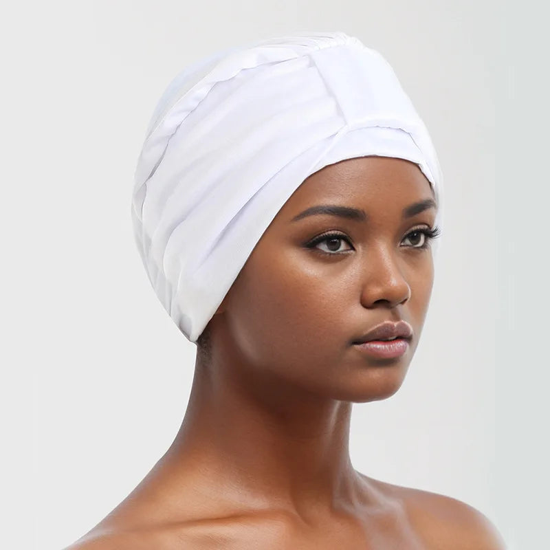 Elastic Top Knotted Women's Turban Cap Muslim Headscarf Hat Female Head Wraps Lady Hair Loss Chemo Cap Daily Bandana Beanie