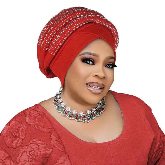 Diamonds Turban Cap – African Women’s Headwrap & Autogele Bonnet for Muslim Ladies