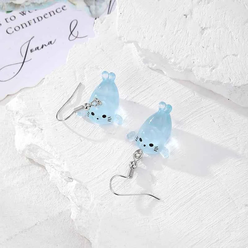 Resin Marine Animal Octopus Whale Drop Earrings For Women Gift New Cute Creative Funny Shark Sea Lion Pendant Eardrop Jewelry