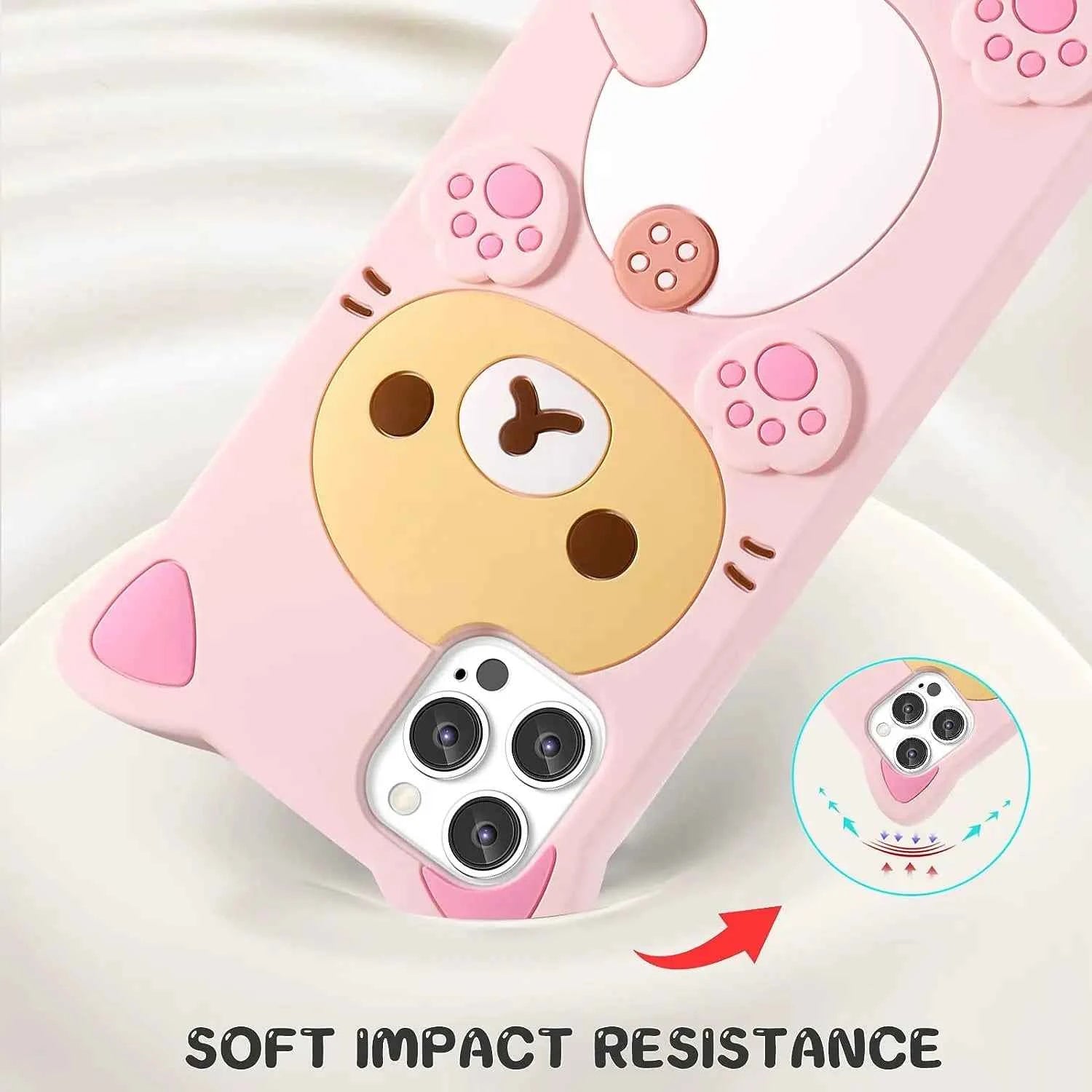 For iPhone 16 15 14 13 12 11 Pro Max Xs XR 6 7 8 Silicone Rilakkuma Cat Bear Soft Cover Case