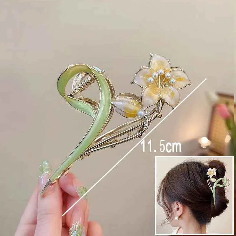 New Sweet Flower Durian Hair Claw Clip Ponytail Grab Hair Clips Shark Clip Woman Hairpins For Girl Hair Accessories Headdress