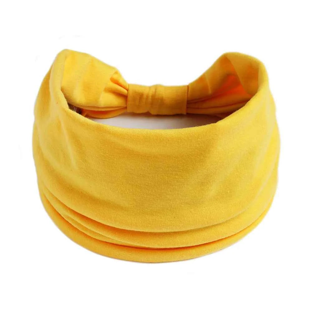 Women’s Solid Color Turban Headwrap – Soft Cotton Knot Headband Elastic Wide Hair Band for Yoga & Daily Wear