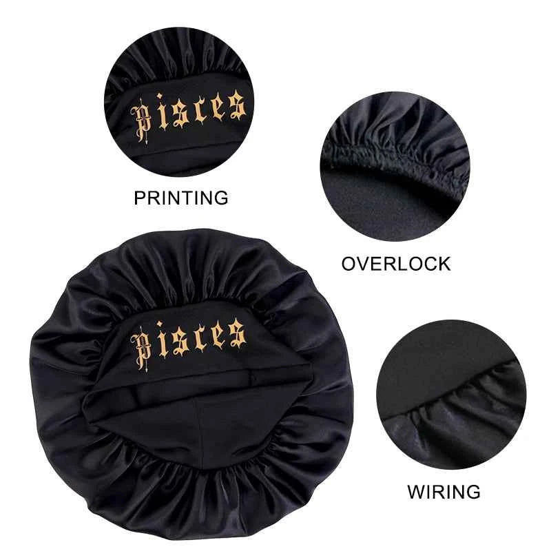 12 Constellation Sleeping Bonnet Wide Band Hair Protection for Daily Use Makeup Hair Care Headwrap Cover Headwear