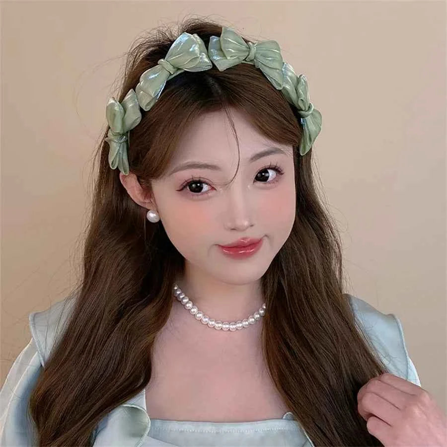 New Temperamen Headwear Hair Accessories Spring Summer Mesh Silk Hairband Korean Style Hairband Women Headband Bow Hair Hoop