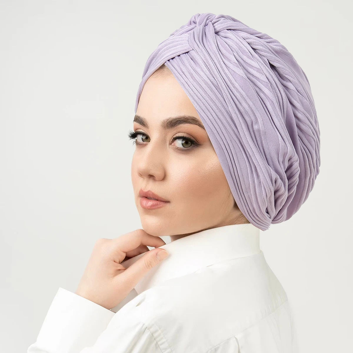 Solid Color Crinkle Muslim Hijab Caps Women's Headscarf Hat Chemo Hats Hair Care Fashion Turban Bonnet Adjustable - NamafadStore