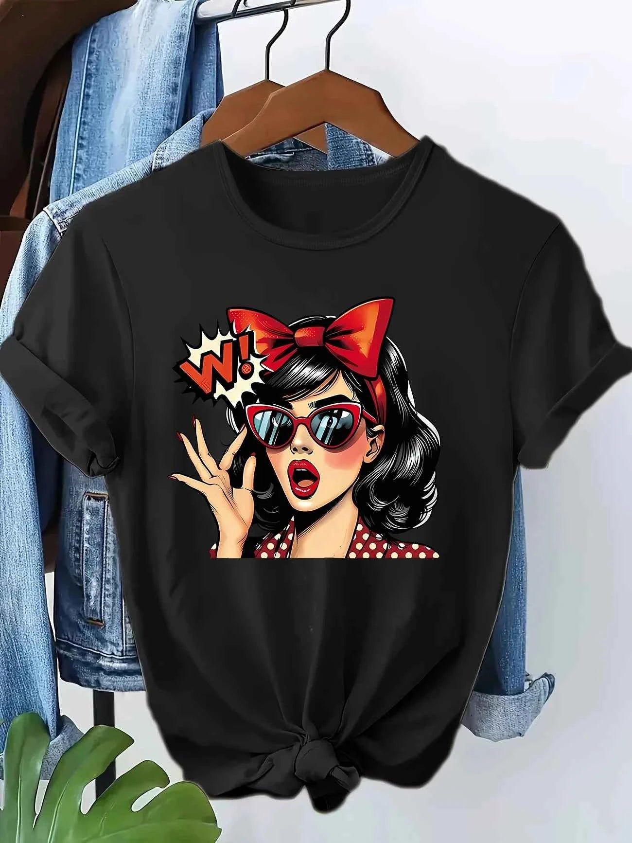 Hip Hop Girls Streetwear Casual Y2k Fashion T-shirt Print Short Sleeve TShirt Clothing Top Tee Summer Ladies Girls Shirt Y2K Top