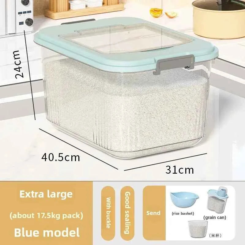 Kitchen Storage Box Rice Barrel Sealed Moisture Proof Bug Resistant Flour Tank Grain Storage Container Home Organization Bin