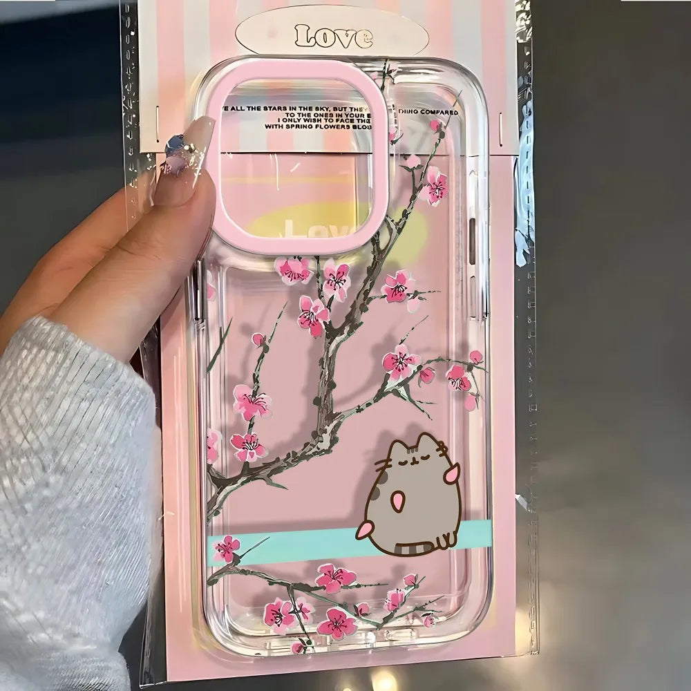 Cute P-Pusheens Cat Phone Case For iPhone 17e 17 16 16e 15 14 13 12 11 Mini Pro Max X XR XSMax 7 8 Air Plus Transparent